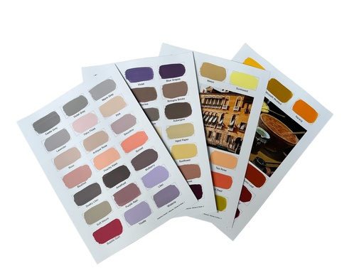 Hand-painted colour chart: The Mauves, Yellows and Reds